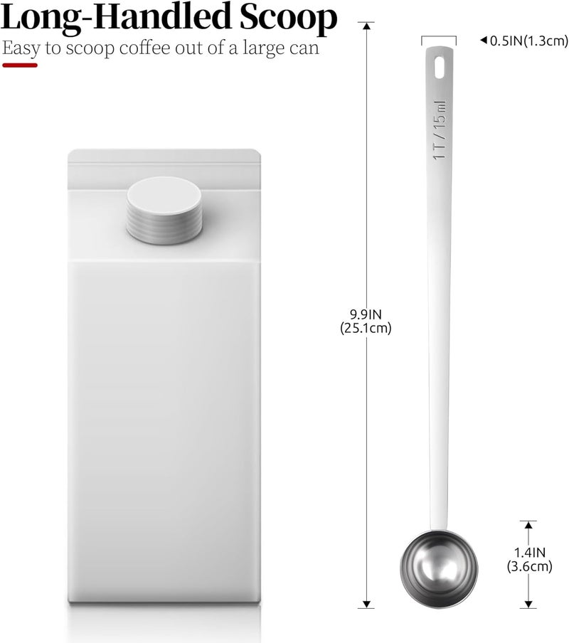 Luxiwise Long Handle Coffee Scoop, 18/8 Stainless Steel Food Grade Measuring Spoon for Coffee Beans Powders Sugar, 9.9in Long Metal Scoop Tablespoon for Easy Container Reach (1tbsp/ 15ml) - Image 2